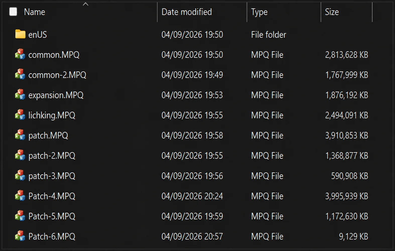 Tempest patch files in the WoW Data folder